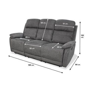 Sofá relax tres plazas Di Caprio 185 cm