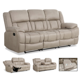 Sillón relax 3p Cooper 220 cm con respaldo reposabrazos portabebidas