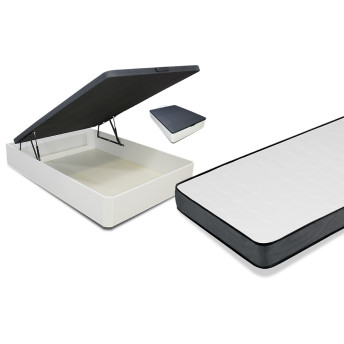 Conjunto de canapé y colchón Ahorro 90x190cm. blanco