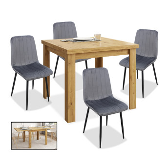 Conjunto mesa extensible artisan y 4 sillas Cyrus