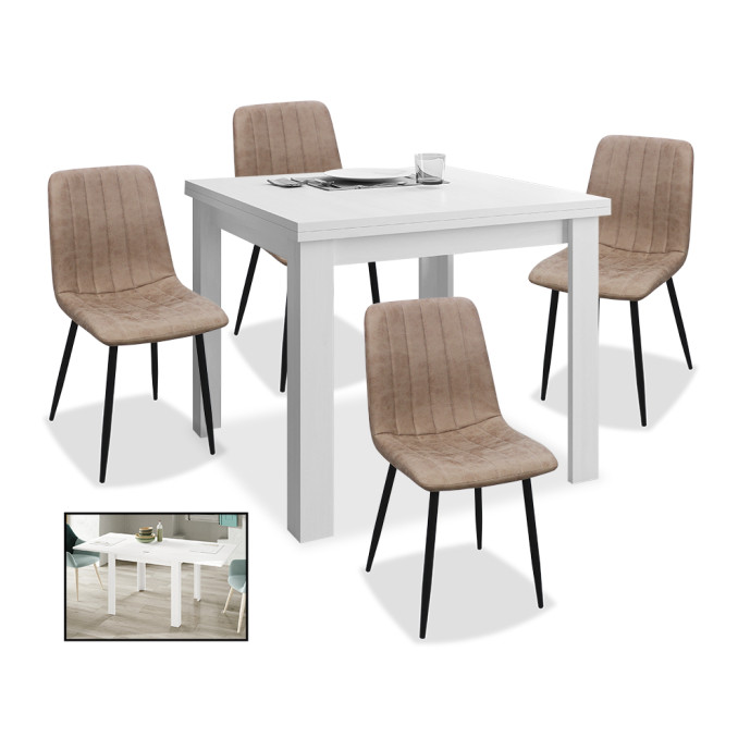 Conjunto mesa extensible y 4 sillas Cyrus