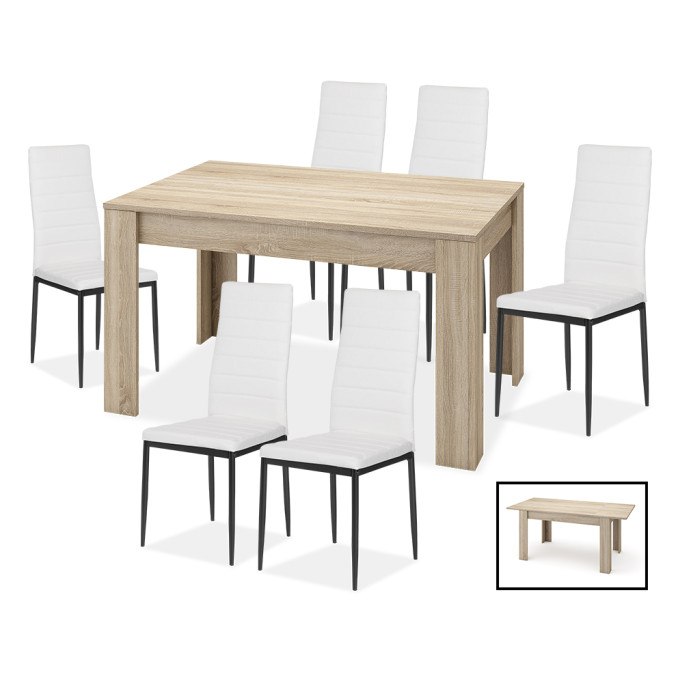 Conjunto mesa comedor extensible y 6 sillas...