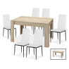 Conjunto mesa comedor extensible y 6 sillas blancas Daniela