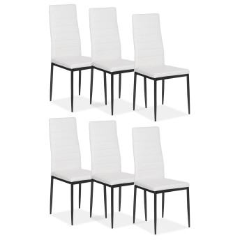 Conjunto mesa comedor extensible y 6 sillas blancas Daniela