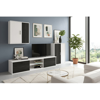 Mueble de salón Zeta blanco-gris bocamina 220 cm.