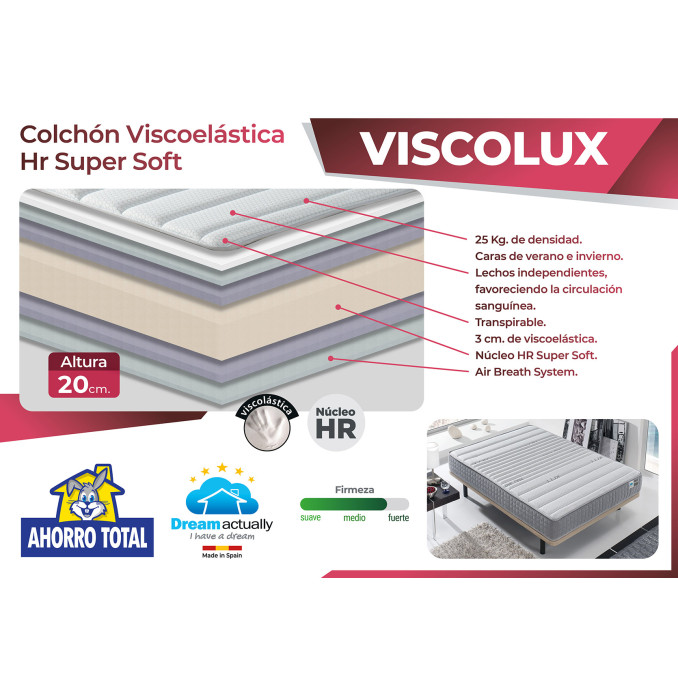 Colchón viscoelástico ViscoLux 135x180 Altura...