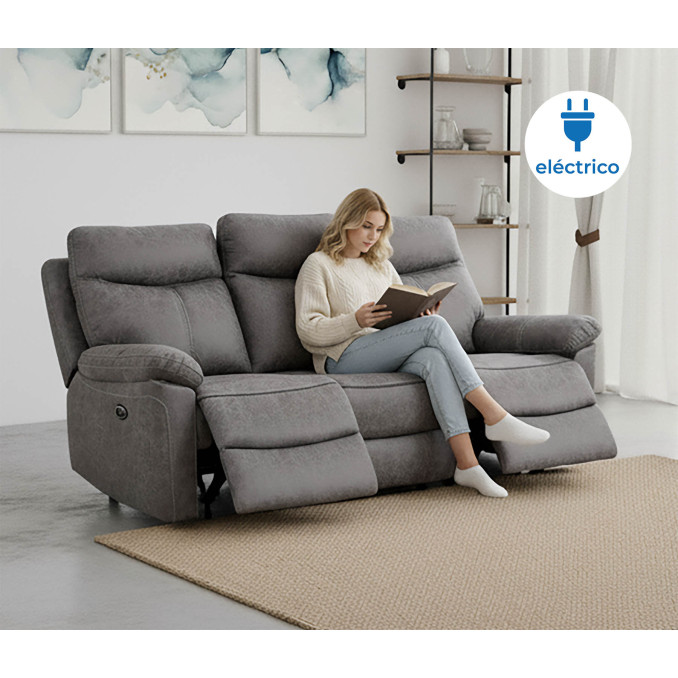 Sofá relax eléctrico 3 plazas 192 cm Afflec