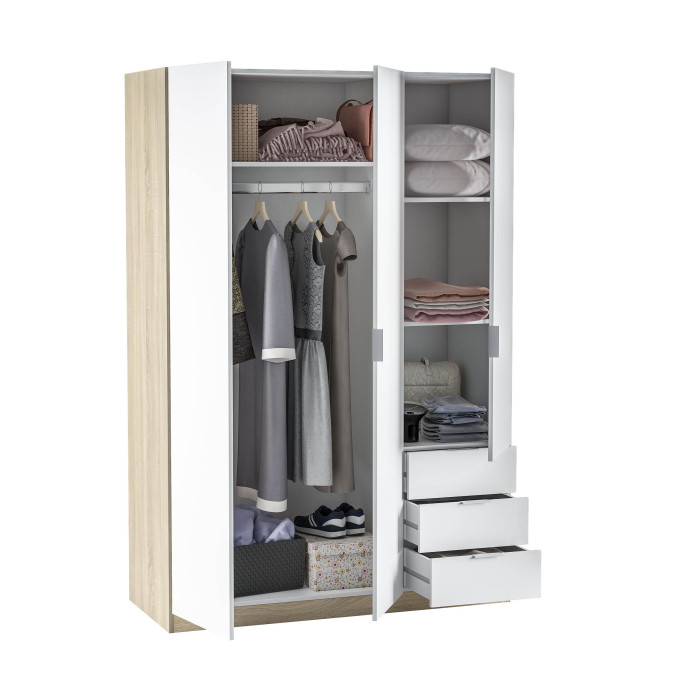 Armario tres puertas MEGABOX y tres cajones 121 cm