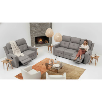 Sofá relax reclinable dos plazas Nadal 136 cm color gris