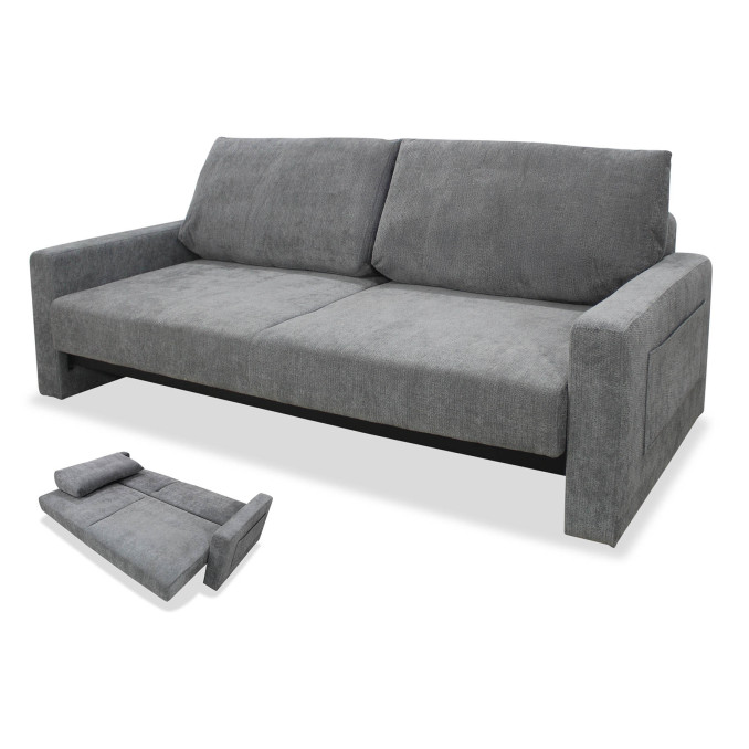 Sofá cama extra grande Wakale XL gris 230 cm.
