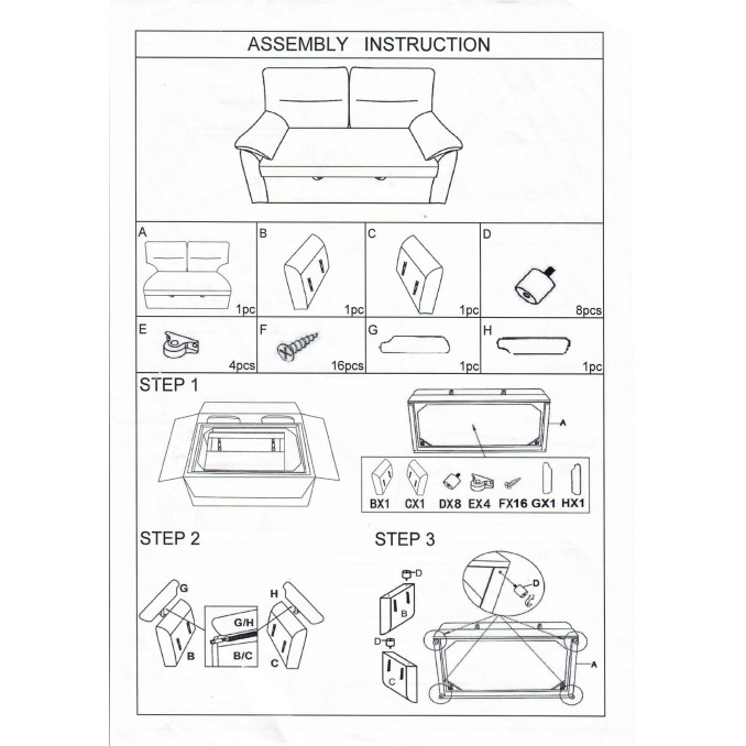 Sofá cama 3 plazas Fleming gris 200 cm