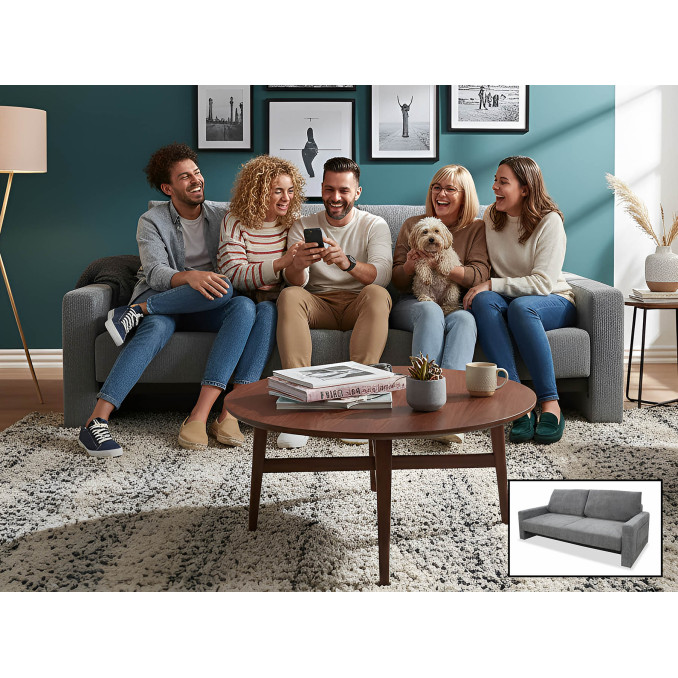 Sofá cama extra grande Wakale XL gris 230 cm.