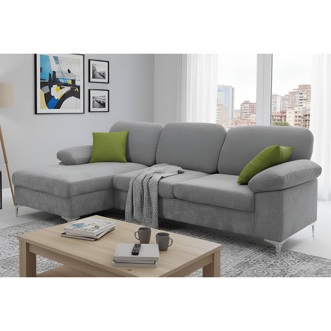 Sofá chaise longue izquierda Cyril 265 cm gris