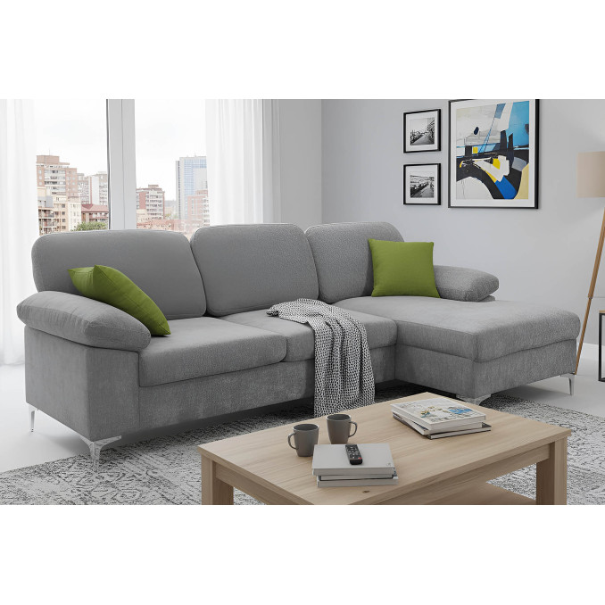 Sofá chaise longue derecha Cyril 265 cm gris