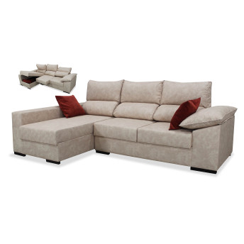 Sofá chaise longue izquierda California arcón abatible 265 cm