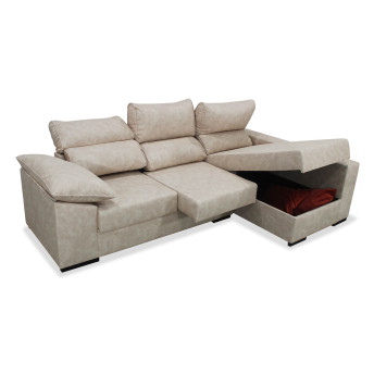 Sofá chaise longue derecha California arcón abatible 265 cm