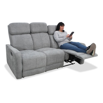 Sofá relax Kardashian gris tres plazas 180 cm