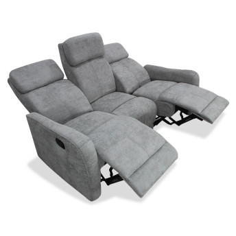 Sofá relax Kardashian gris tres plazas 180 cm