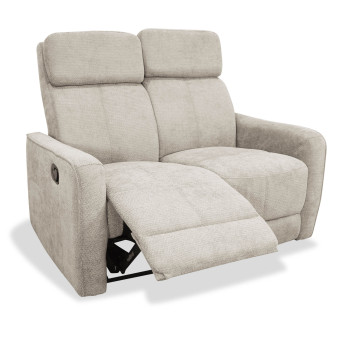 Sofá relax Kardashian beige dos plazas 130 cm