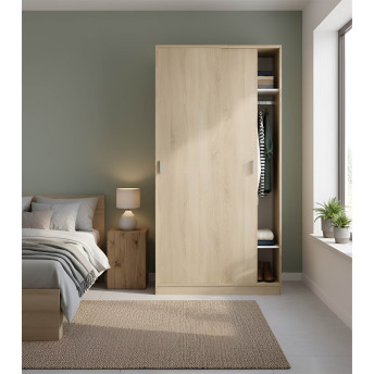 Armario dos puertas Flow correderas 100 cm color roble