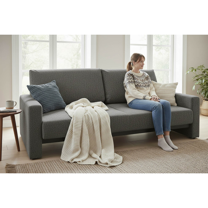 Sofá cama extra grande Wakale XL gris 230 cm.