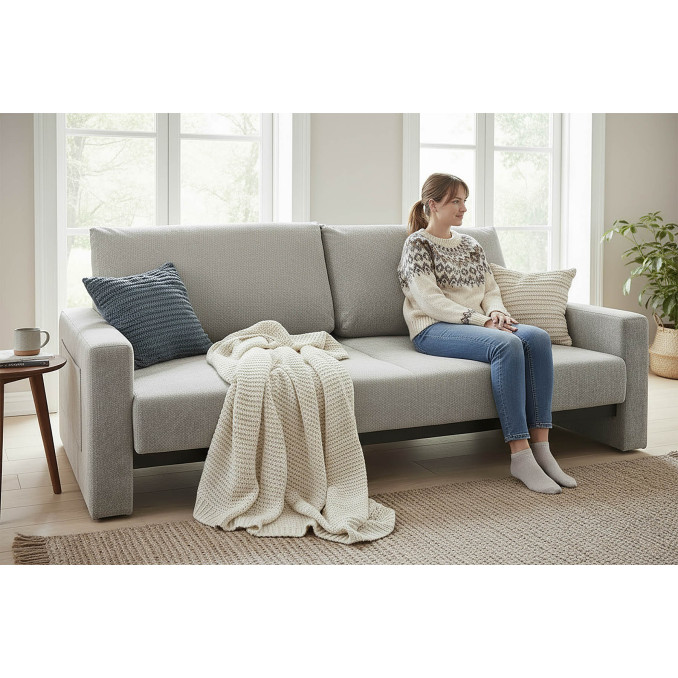 Sofá cama extra grande Wakale XL beige 230 cm.