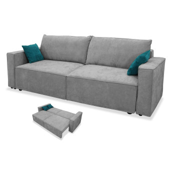 Maxi sofá cama tres plazas beige gris 227 cm