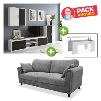 Pack ahorro salón Murillo - Mueble salón + sofá cama +...