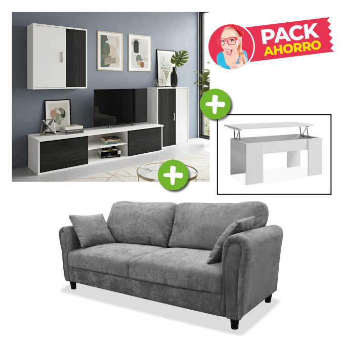 Pack ahorro salón Murillo - Mueble salón + sofá...