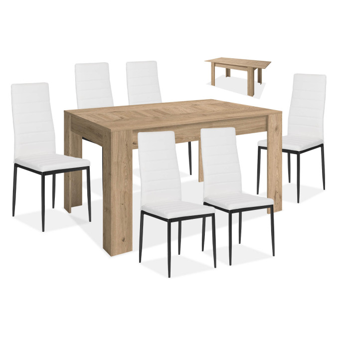 Conjunto mesa y 6 sillas Goya