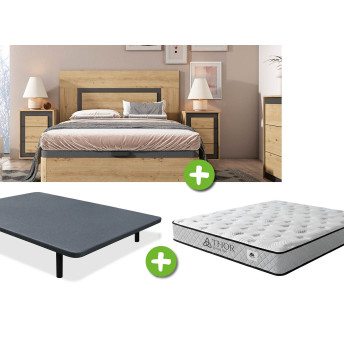 Pack Cabecero, dos mesitas, base y colchón Thor