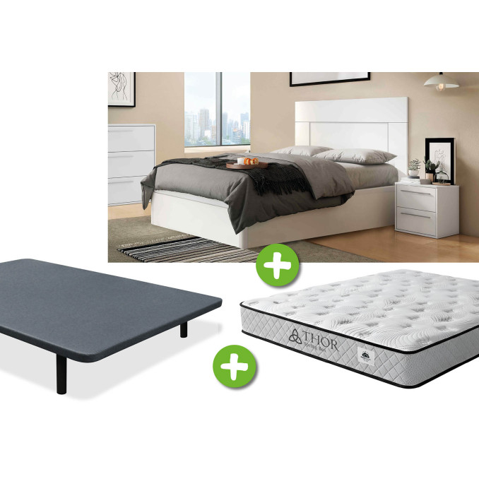 Pack cabecero y dos mesitas blancas, base y...