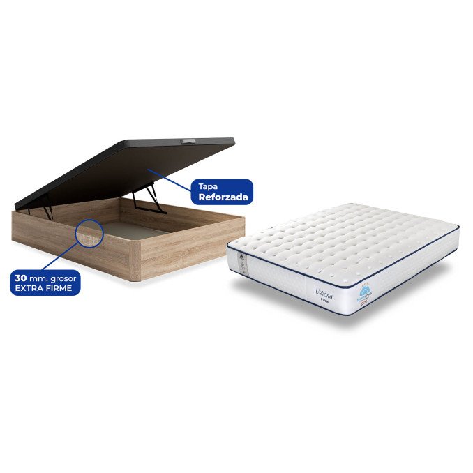 Conjunto canapé cambrian y colchón muelles 135x190