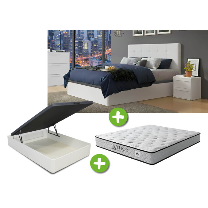 Pack cabecero, dos mesitas, canapé y colchón...