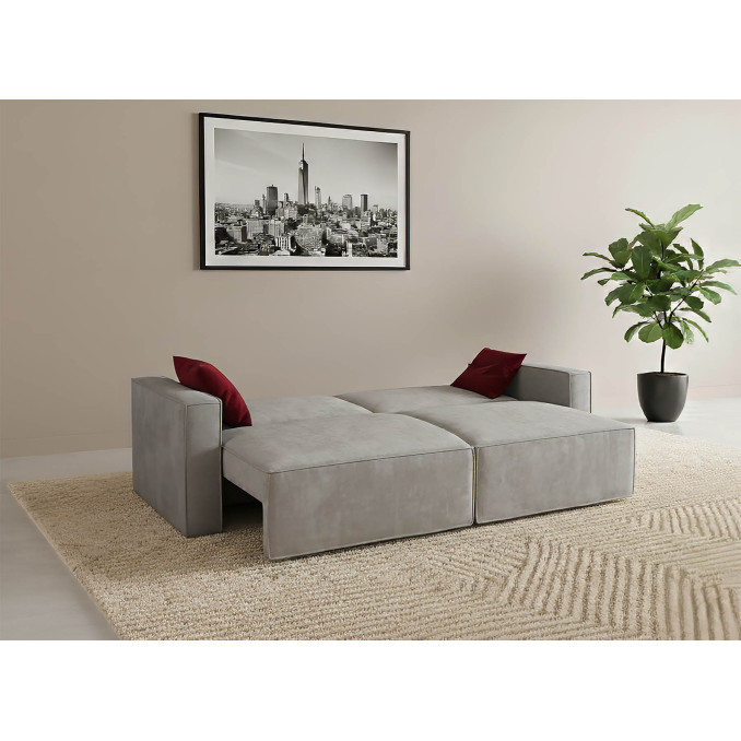 Maxi sofá cama tres plazas beige gris 227 cm