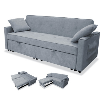 Sofá chaise longue cama Jimi gris 190 cm