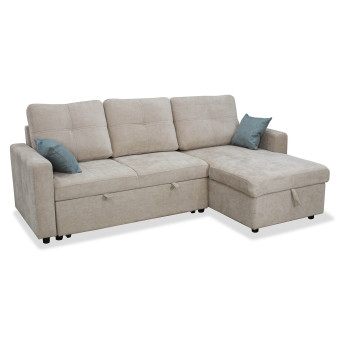 Sofá chaise longue cama con arcón Bowie beige 213 cm