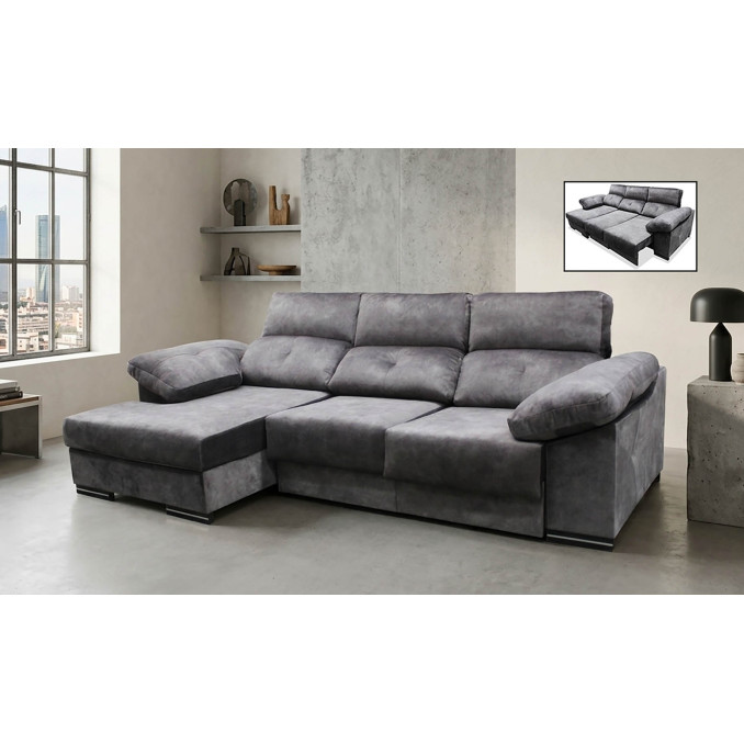 Sofá cheslong cama Vogue 280 cm. asientos ultra...