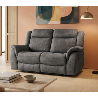 Sofá relax dos plazas 148 cm reclinable Indiana gris oscuro