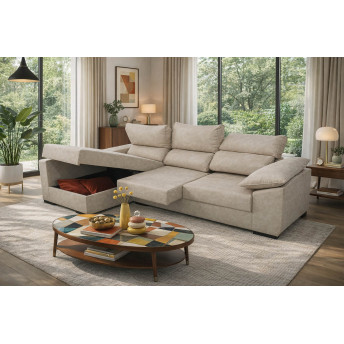 Sofá chaise longue izquierda California arcón abatible 265 cm