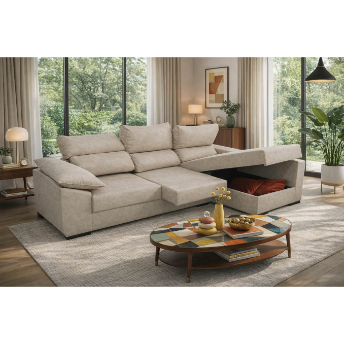 Sofá chaise longue derecha California arcón...