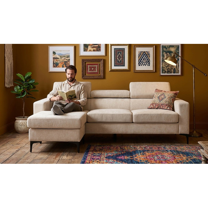 Sofá chaise longue Fido beige 220 cm