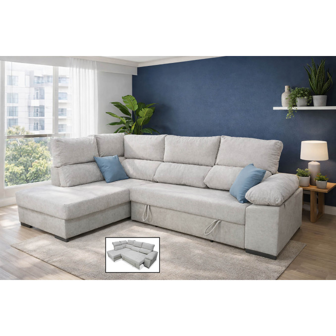 Sofá cama rinconera Italia izquierda 280 cm.