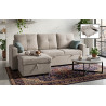 Sofá chaise longue cama con arcón Bowie beige 213 cm