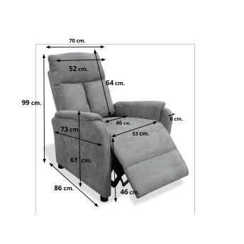 Sillón relax Cloe gris apertura de empuje