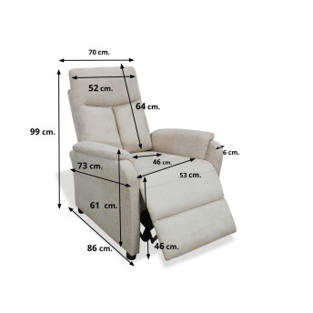 Sillón relax Cloe beige apertura de empuje