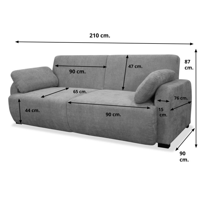 Sofá cama Tous gris 210 cm