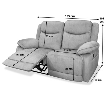 Sofá relax dos plazas Justin 155 cm