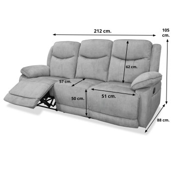 Sofá relax tres plazas Justin 212 cm