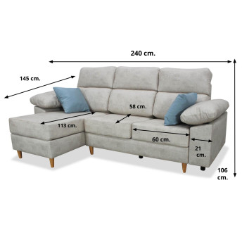 Sofá chaise longue Ibiza 240 cm Marfil